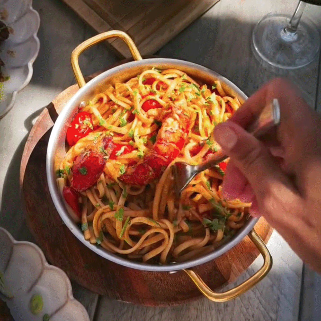 Lobster linguine prepared by the Foodisiac kitchen
